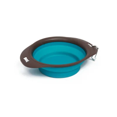 Comedero Bebedero Plegable de Silicona Azul