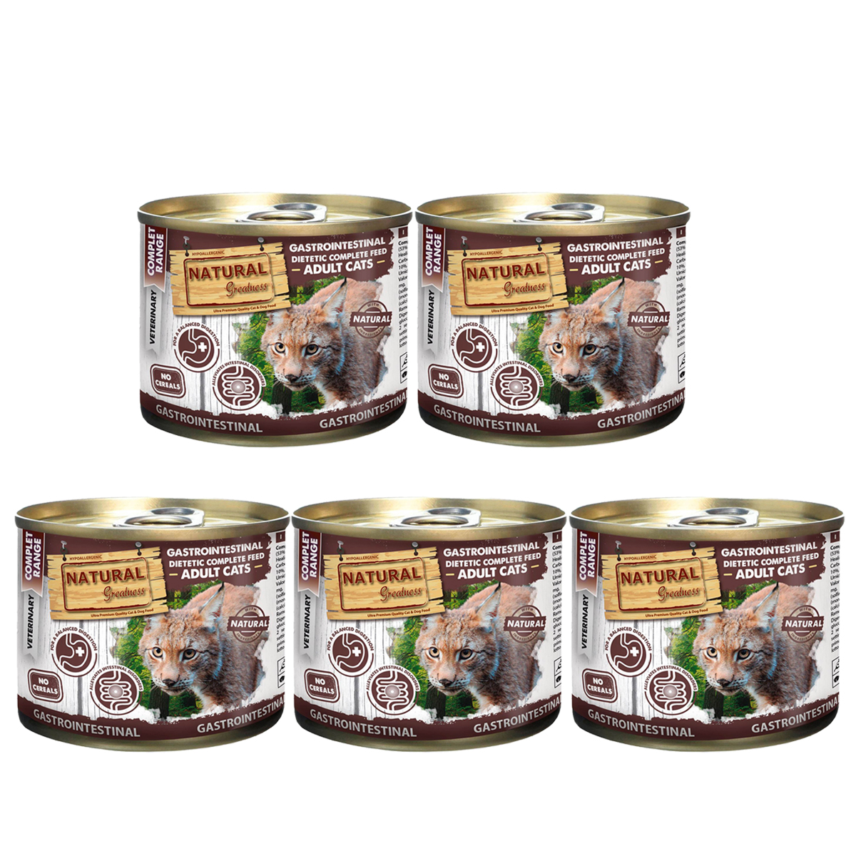 Pack 5 x Natural Greatness Lata Gastrointestinal para Gatos Pack 5 x Natural Greatness Dieta Gastrointestinal para Gatos